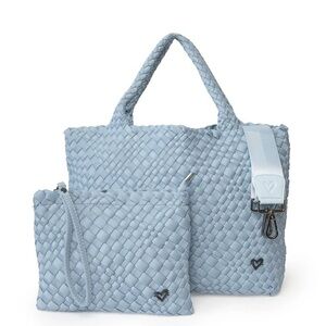 preneLOVE. LONDON WOVEN LARGE TOTE - SKY BLUE